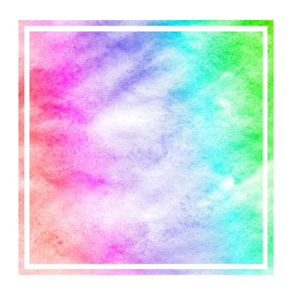 Multicolored Hand Drawn Watercolor Rectangular Frame Background Texture Stains Modern — Stock Photo, Image
