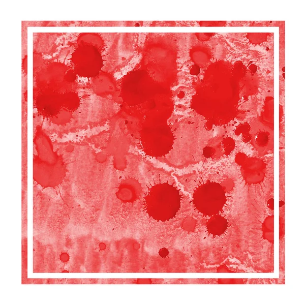 Rosso Disegnato Mano Acquerello Cornice Rettangolare Sfondo Texture Con Macchie — Foto Stock