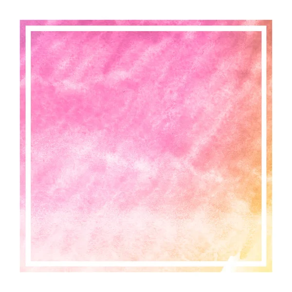 Pink Orange Hand Drawn Watercolor Rectangular Frame Background Texture Stains — Stock Photo, Image