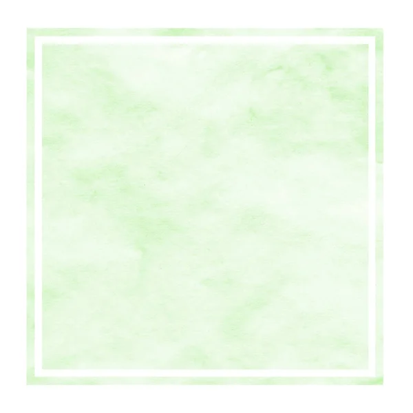 Gröna Handritade Vattenfärg Rektangulär Ram Bakgrundsstruktur Med Fläckar Moderna Designelement — Stockfoto