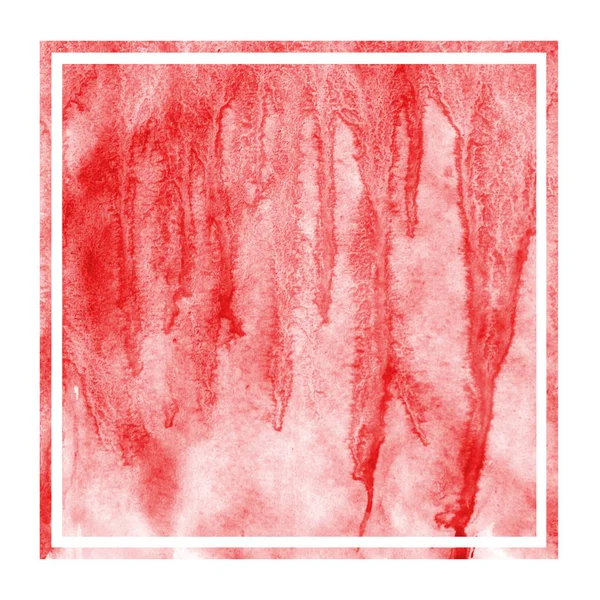 Rouge Aquarelle Dessinée Main Cadre Rectangulaire Texture Fond Avec Des — Photo