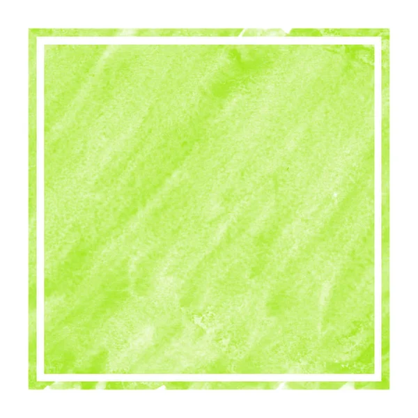 Verde Claro Dibujado Mano Acuarela Marco Rectangular Textura Fondo Con —  Fotos de Stock