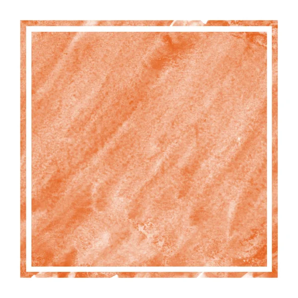オレンジ色の手描き水彩の長方形フレーム背景テクスチャの汚れに モダンなデザイン要素 — ストック写真
