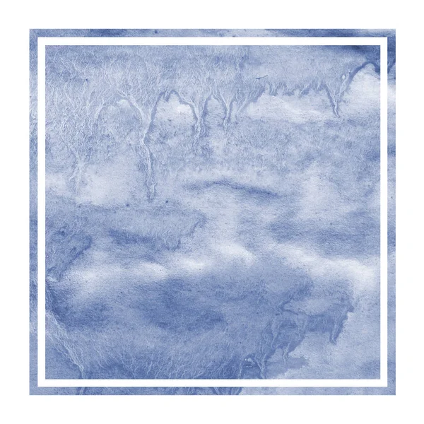 Scuro Blu Disegnato Mano Acquerello Cornice Rettangolare Sfondo Texture Con — Foto Stock