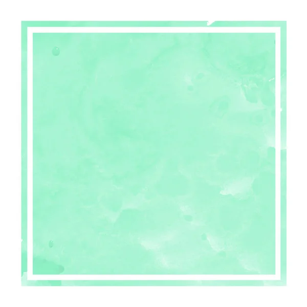 Turquoise Aquarelle Dessinée Main Cadre Rectangulaire Texture Fond Avec Des — Photo