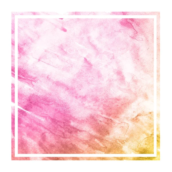 Pink Orange Hand Drawn Watercolor Rectangular Frame Background Texture Stains — Stock Photo, Image