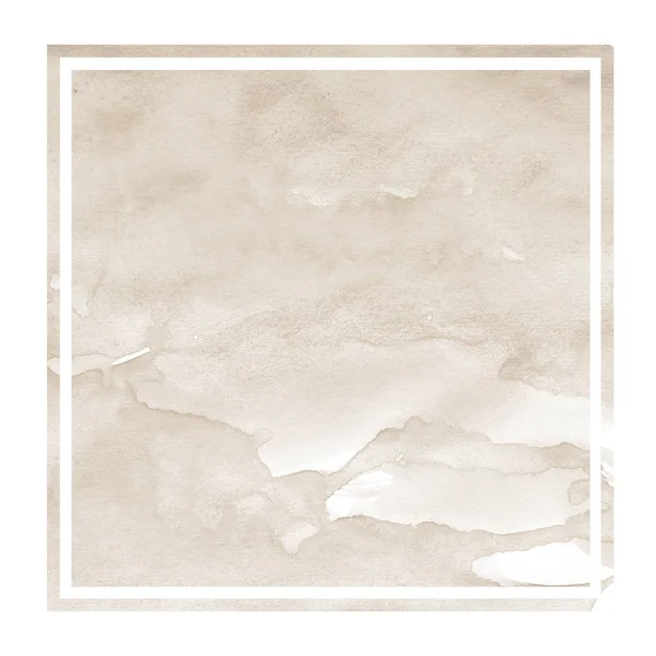 Brown Hand Drawn Watercolor Rectangular Frame Background Texture Stains Modern — Stock Photo, Image