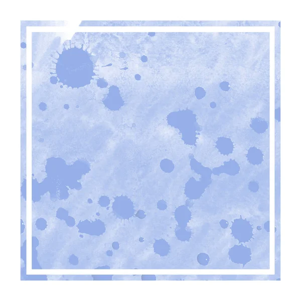 Azul Dibujado Mano Acuarela Marco Rectangular Textura Fondo Con Manchas —  Fotos de Stock