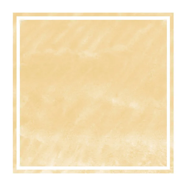 光のオレンジ色の手描き水彩の長方形フレーム背景テクスチャの汚れに モダンなデザイン要素 — ストック写真