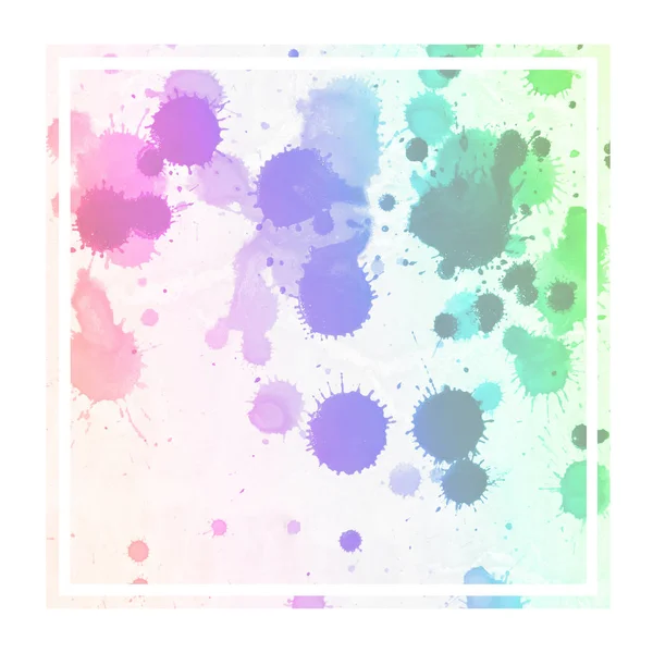 Multicolore Disegnato Mano Acquerello Cornice Rettangolare Sfondo Texture Con Macchie — Foto Stock