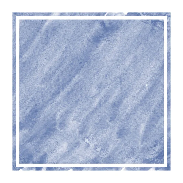 Bleu Foncé Dessiné Main Aquarelle Cadre Rectangulaire Texture Fond Avec — Photo