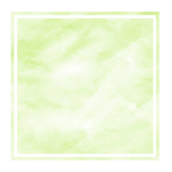 Vert Clair Dessiné Main Aquarelle Cadre Rectangulaire Texture Fond Avec — Photo
