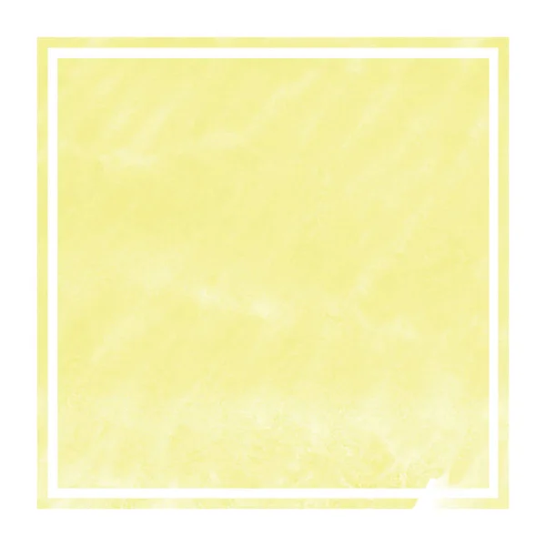 黄色の手描き水彩の長方形フレーム背景テクスチャの汚れに モダンなデザイン要素 — ストック写真