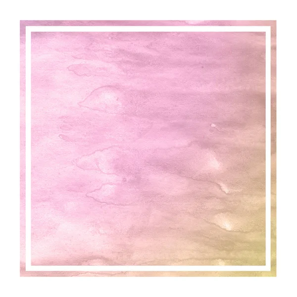Розовый Оранжевый Ручной Рисунок Акварели Прямоугольная Рамка Текстуры Фона Пятнами — стоковое фото