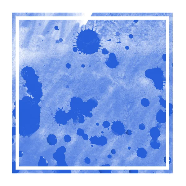 Bleu Aquarelle Dessinée Main Cadre Rectangulaire Texture Fond Avec Des — Photo