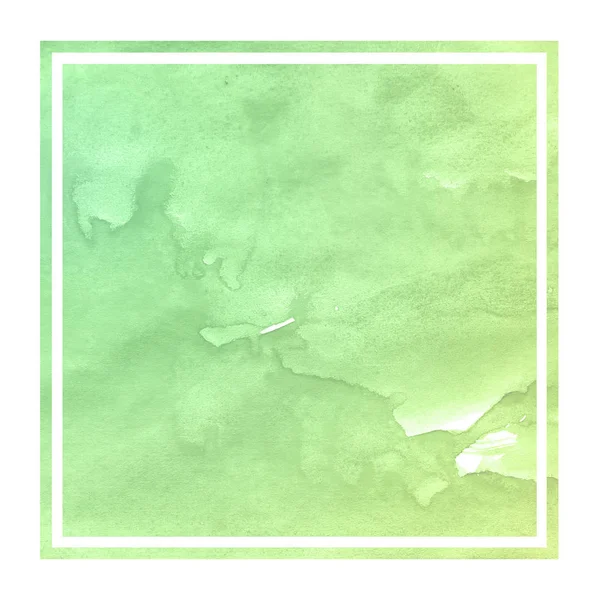 Зеленый Ручной Рисунок Акварели Прямоугольная Рамка Фон Текстуры Пятнами Элемент — стоковое фото