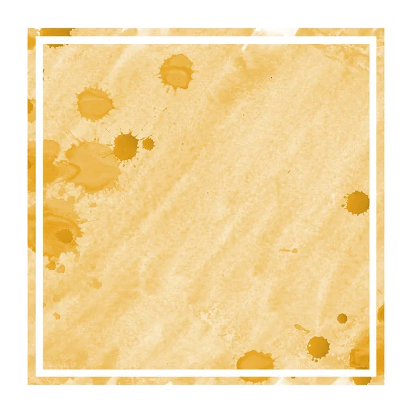Luce Arancione Disegnato Mano Acquerello Cornice Rettangolare Sfondo Texture Con — Foto Stock