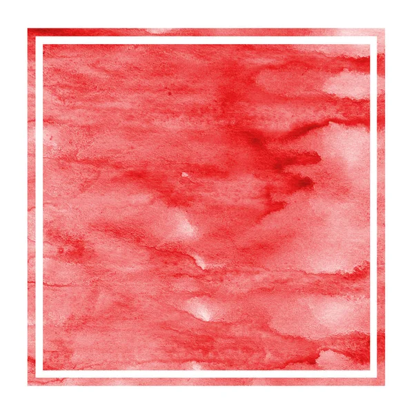 Vermelho Mão Desenhada Aquarela Retangular Moldura Textura Fundo Com Manchas — Fotografia de Stock