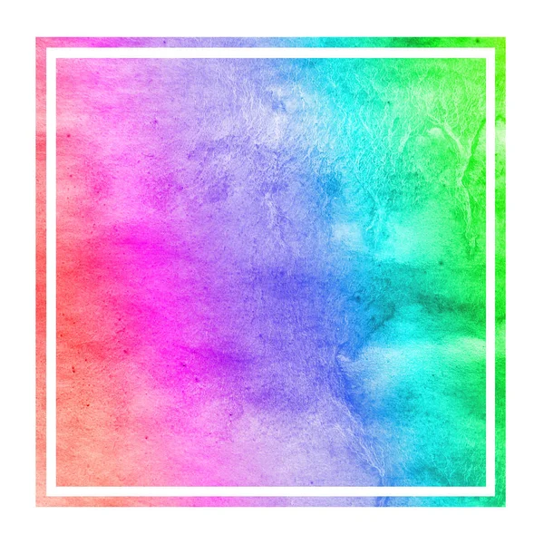 Multicolored Hand Drawn Watercolor Rectangular Frame Background Texture Stains Modern — Stock Photo, Image