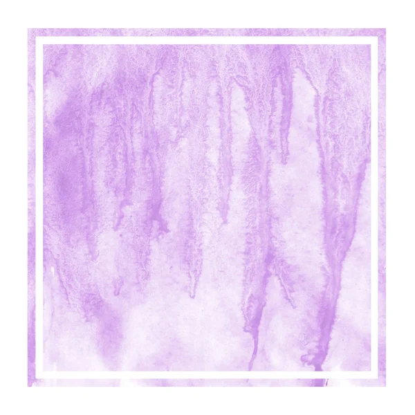 Púrpura Mão Desenhada Aquarela Retangular Moldura Textura Fundo Com Manchas — Fotografia de Stock