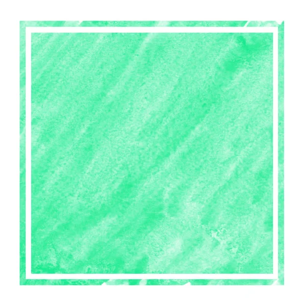 Turquoise Aquarelle Dessinée Main Cadre Rectangulaire Texture Fond Avec Des — Photo