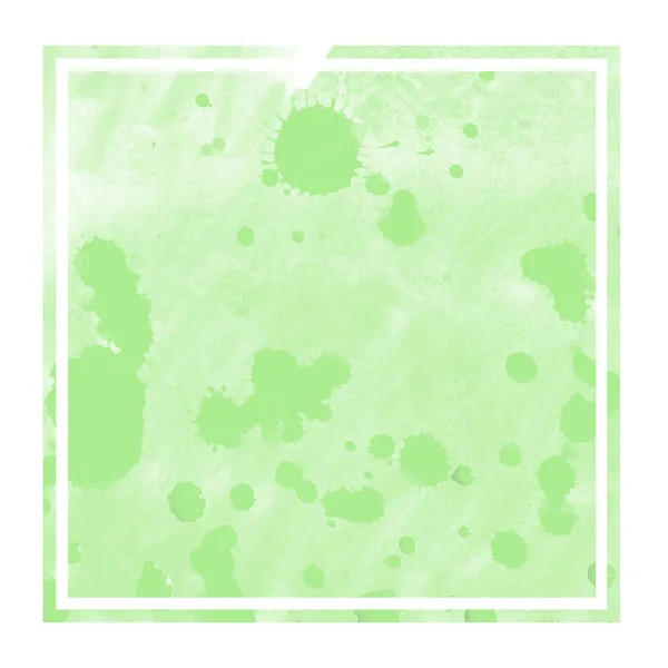 Groene Hand Getrokken Textuur Van Achtergrond Van Het Aquarel Rechthoekig — Stockfoto