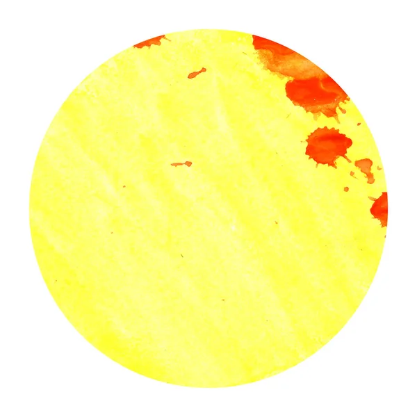 Теплая Желтая Ручная Рисованная Акварель Круглая Рамка Текстуры Фона Пятнами — стоковое фото