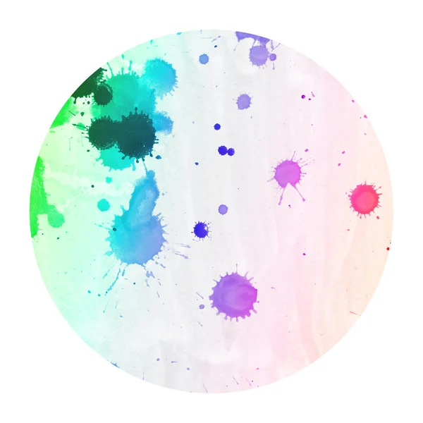 色とりどりの手描き水彩の円形フレーム背景テクスチャの汚れに モダンなデザイン要素 — ストック写真