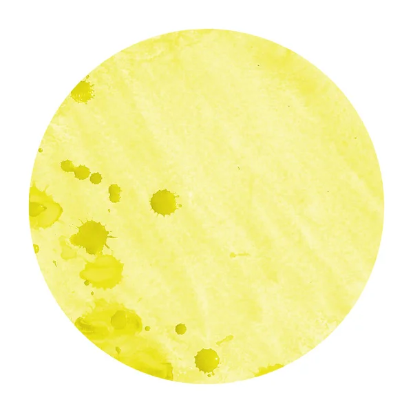 Amarelo Mão Desenhada Aquarela Moldura Circular Textura Fundo Com Manchas — Fotografia de Stock