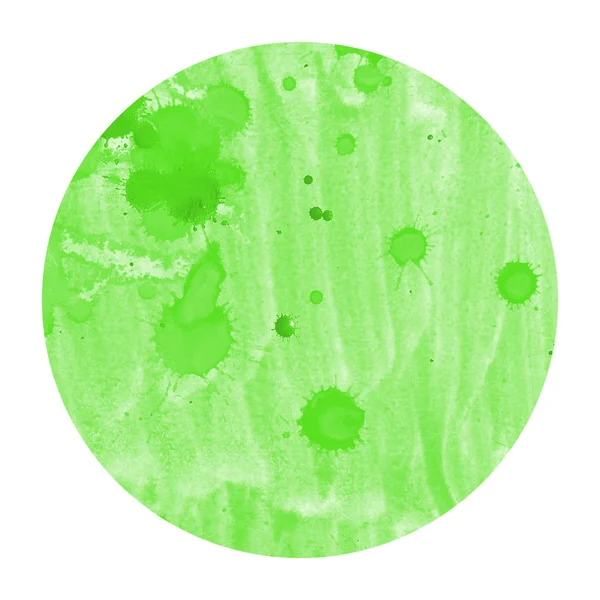 Verde Mão Desenhada Aquarela Moldura Circular Textura Fundo Com Manchas — Fotografia de Stock