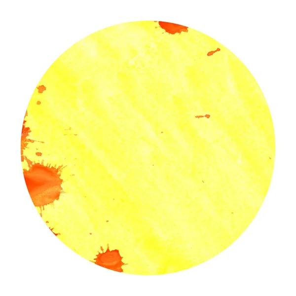 Warm Yellow Hand Drawn Watercolor Circular Frame Background Texture Stains — Stock Photo, Image