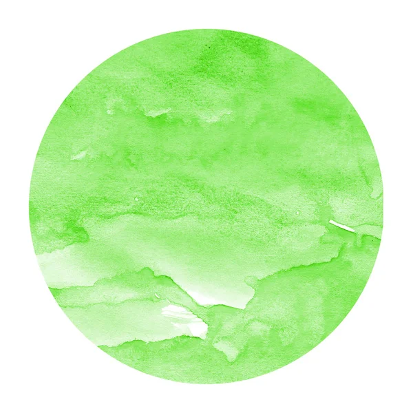 Verde Mão Desenhada Aquarela Moldura Circular Textura Fundo Com Manchas — Fotografia de Stock