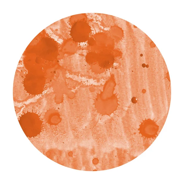 Arancione Disegnato Mano Acquerello Cornice Circolare Sfondo Texture Con Macchie — Foto Stock