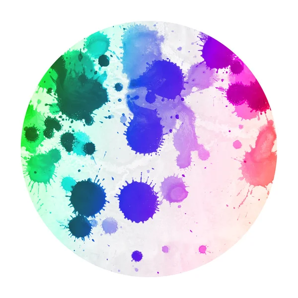 Multicolor Dibujado Mano Acuarela Textura Fondo Marco Circular Con Manchas —  Fotos de Stock