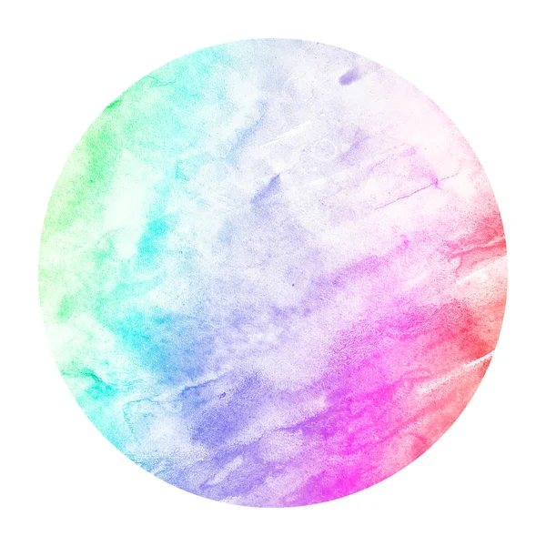 Multicolore Disegnato Mano Acquerello Cornice Circolare Sfondo Texture Con Macchie — Foto Stock