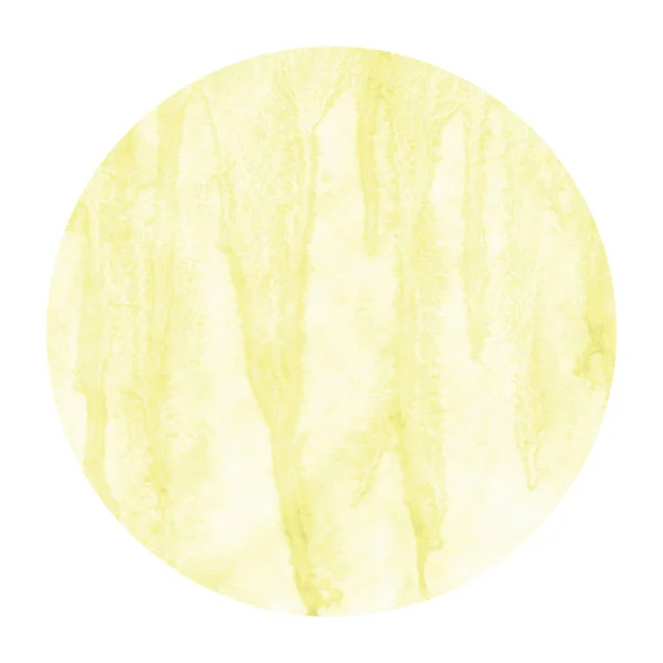 Amarelo Mão Desenhada Aquarela Moldura Circular Textura Fundo Com Manchas — Fotografia de Stock