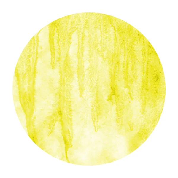 Amarelo Mão Desenhada Aquarela Moldura Circular Textura Fundo Com Manchas — Fotografia de Stock