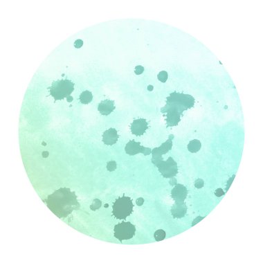 Turkuaz elle çizilmiş suluboya dairesel çerçeve arka plan doku lekeleri ile. Modern tasarım öğesi