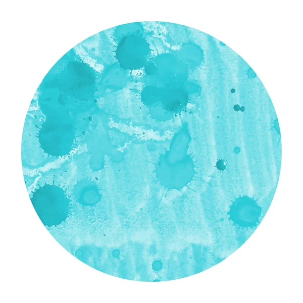 Światło Niebieskie Ręcznie Rysowane Teksturę Tła Akwarela Okrągłej Ramki Plamy — Zdjęcie stockowe