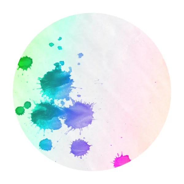 色とりどりの手描き水彩の円形フレーム背景テクスチャの汚れに モダンなデザイン要素 — ストック写真