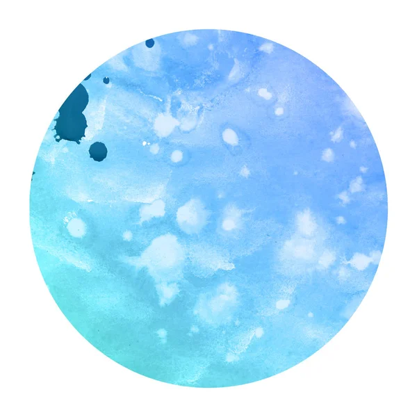 Zimno Niebieski Ręcznie Rysowane Tekstury Tła Akwarela Okrągłej Ramki Plamy — Zdjęcie stockowe
