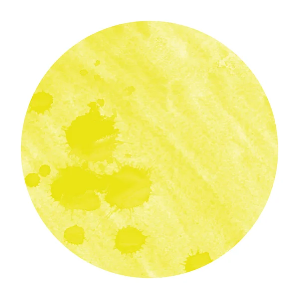 Amarelo Mão Desenhada Aquarela Moldura Circular Textura Fundo Com Manchas — Fotografia de Stock