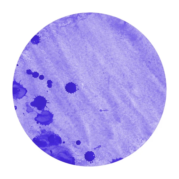 Violeta Mão Desenhada Aquarela Moldura Circular Textura Fundo Com Manchas — Fotografia de Stock