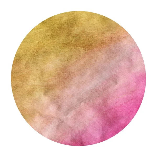Warm Yellow Hand Drawn Watercolor Circular Frame Background Texture Stains — Stock Photo, Image