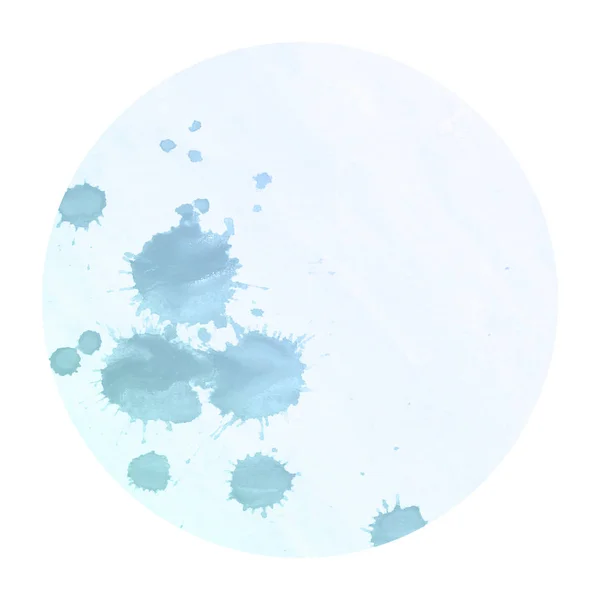 Koude Blauwe Hand Getekend Achtergrondstructuur Aquarel Circulaire Frame Met Vlekken — Stockfoto