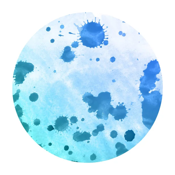Холодная Синяя Рука Нарисованная Акварелью Круглая Рамка Текстуры Фона Пятнами — стоковое фото