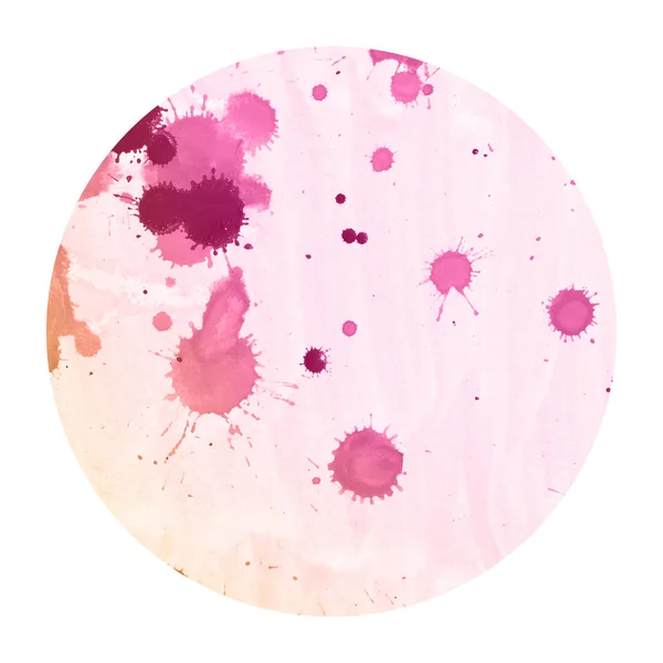 Pink Orange Hand Drawn Watercolor Circular Frame Background Texture Stains — Stock Photo, Image