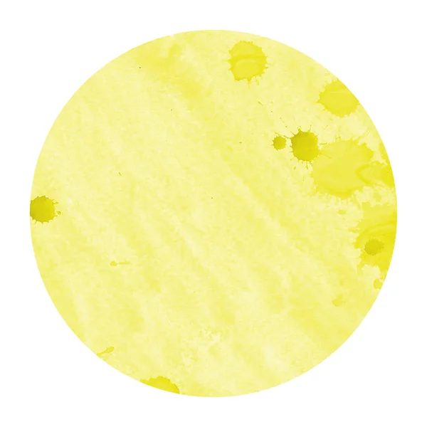 Amarelo Mão Desenhada Aquarela Moldura Circular Textura Fundo Com Manchas — Fotografia de Stock