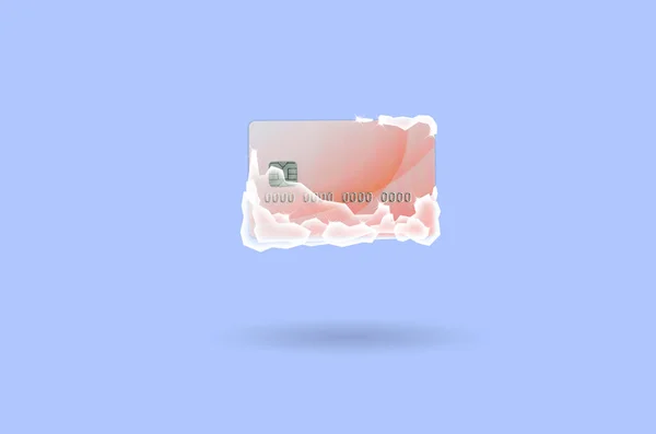 Заморожена Червона Кредитна Картка Блоках Льоду Бузковому Фоні Концепція Миттєвого — стокове фото