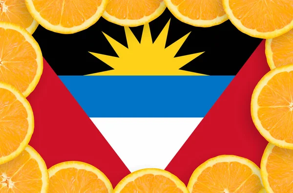 Drapeau Antigua Barbuda Tranches Agrumes Orange Notion Culture Ainsi Que — Photo